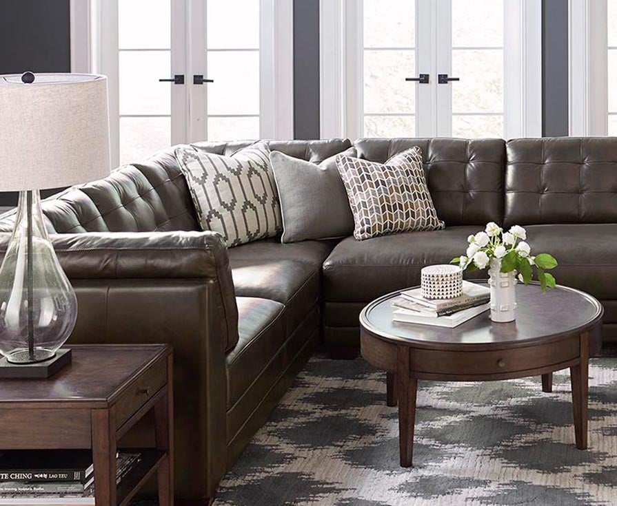 Living room leather sectional