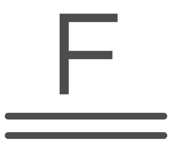 F logo with parallel lines beneath