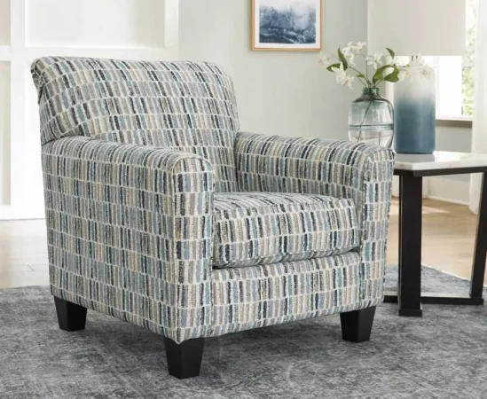 Modern patterned armchair in stylish living room