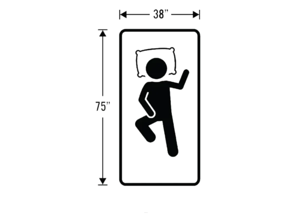 Twin bed dimensions with person sleeping