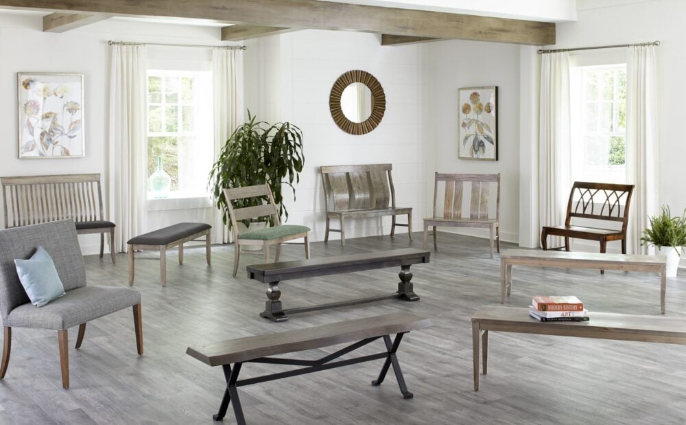 chair and benches