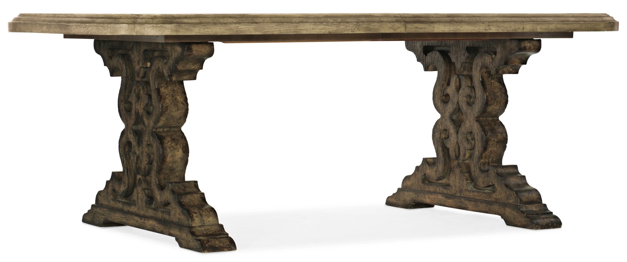 3d7a802addf6e8231e980a0f7c0b9ff3 La Grange Le Vieux 86in Double Pedestal Table with 2-18in Leaves - Image 1