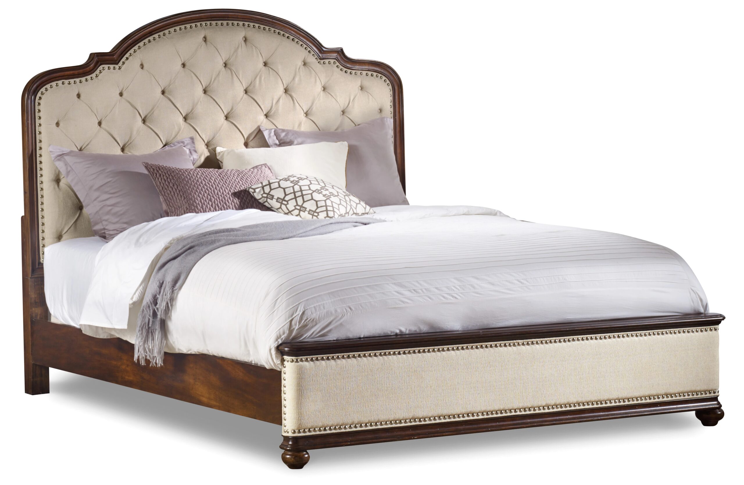 d885dcb271aa61fc4b3f4ed6a39a40dc Leesburg California King Upholstered Bed with Wood Rails - Image 1