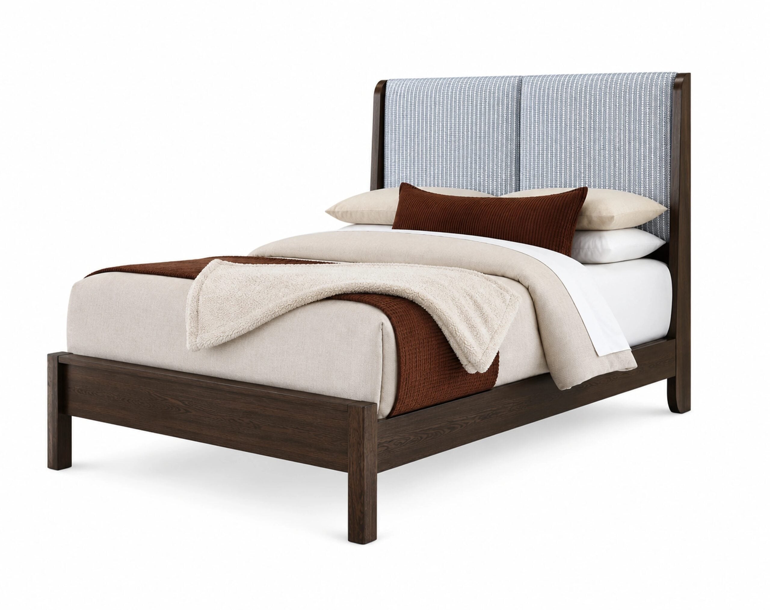 298f358e43ea667a7ede8cf61e882970 King Shelter Uph Bed-Navy Stripe - Image 1